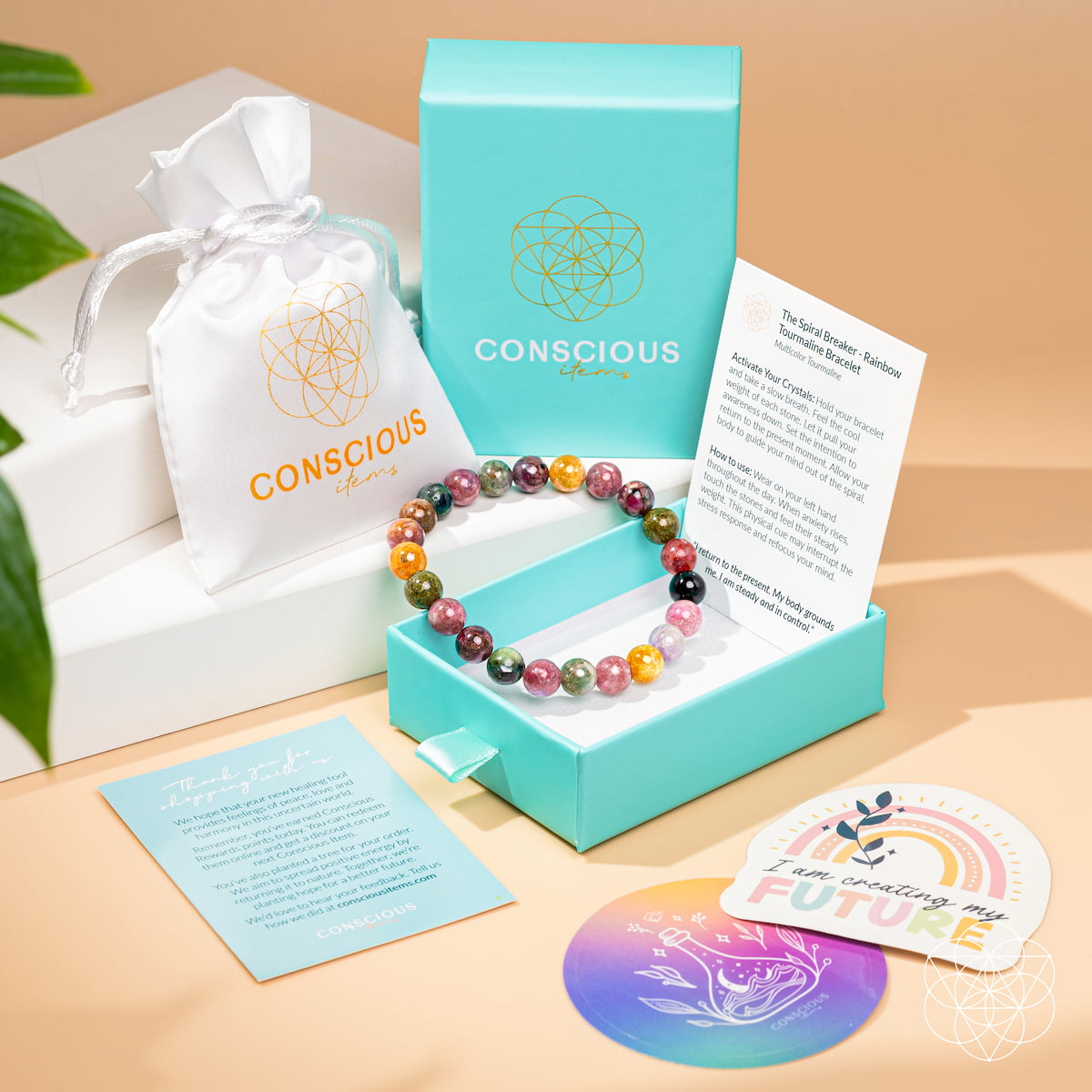 The Spiral Breaker - Rainbow Tourmaline Bracelet